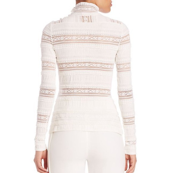 Cinq à Sept Antonia Turtleneck Lace Top medium cream long sleeve $245 - Picture 2 of 7
